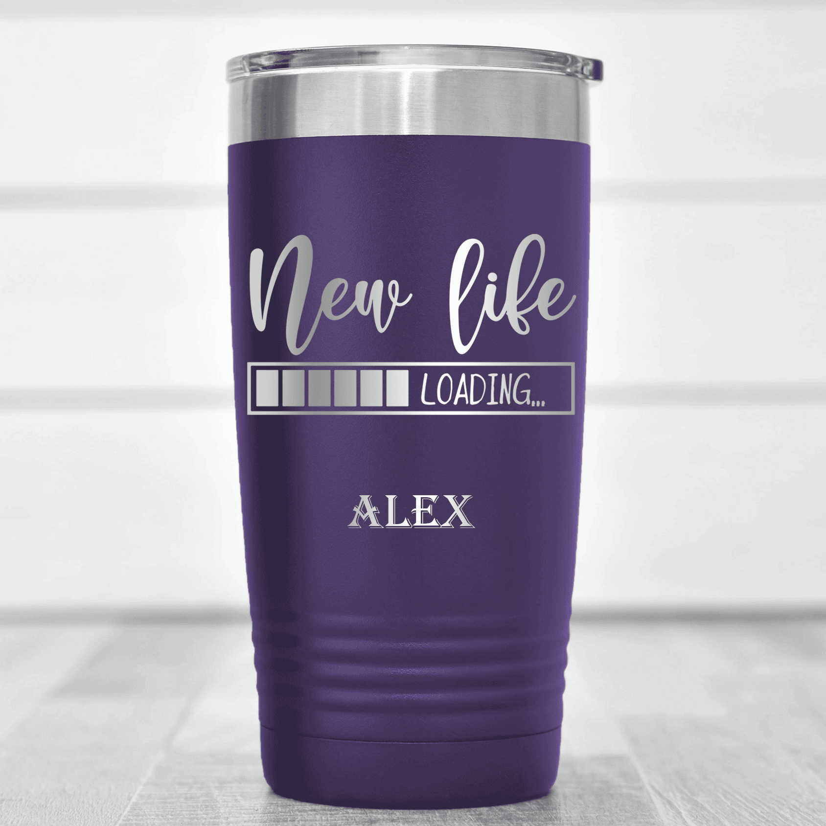 Purple Retirement Tumbler With New Life Loading Design