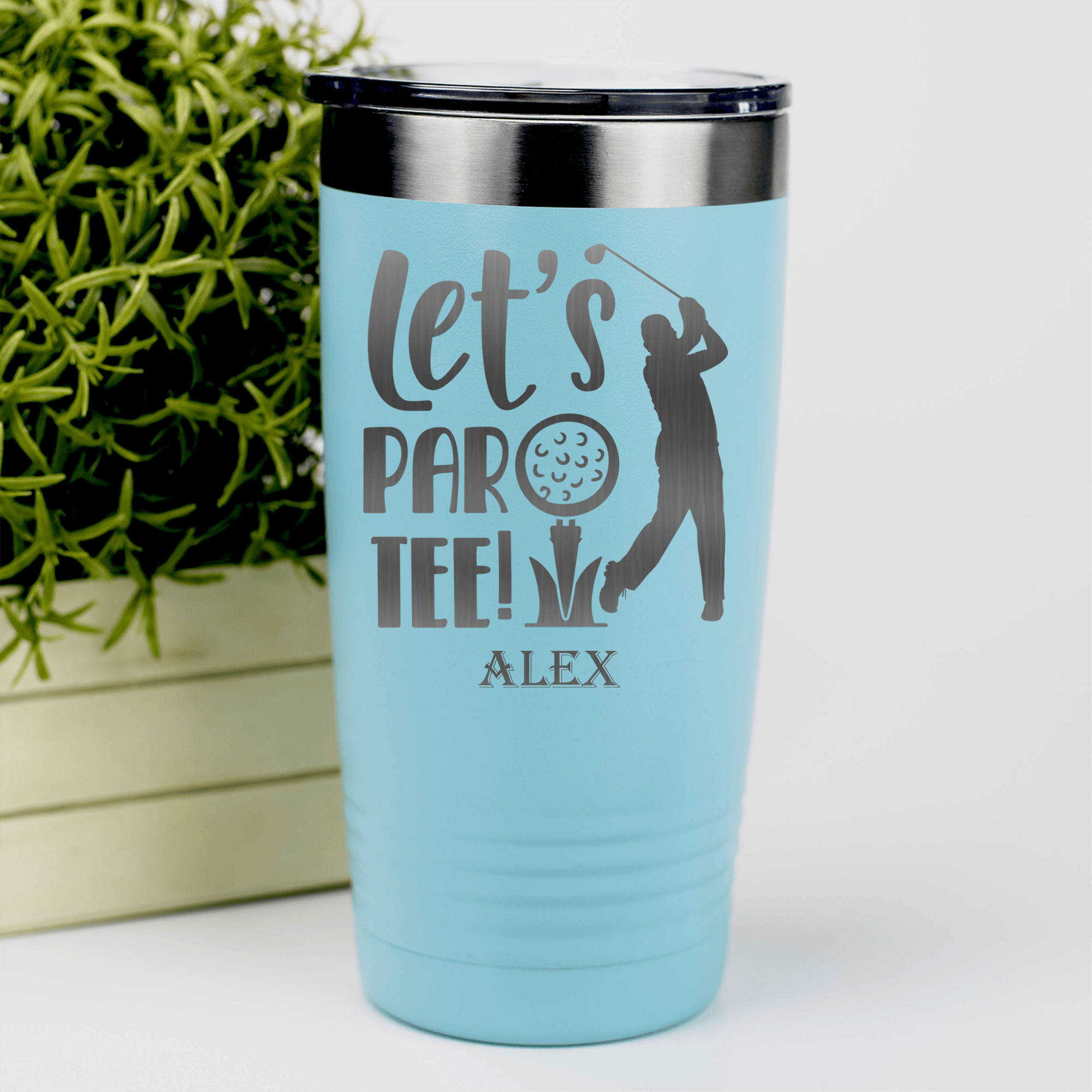 Teal Golf Tumbler With Par Tee Time Design