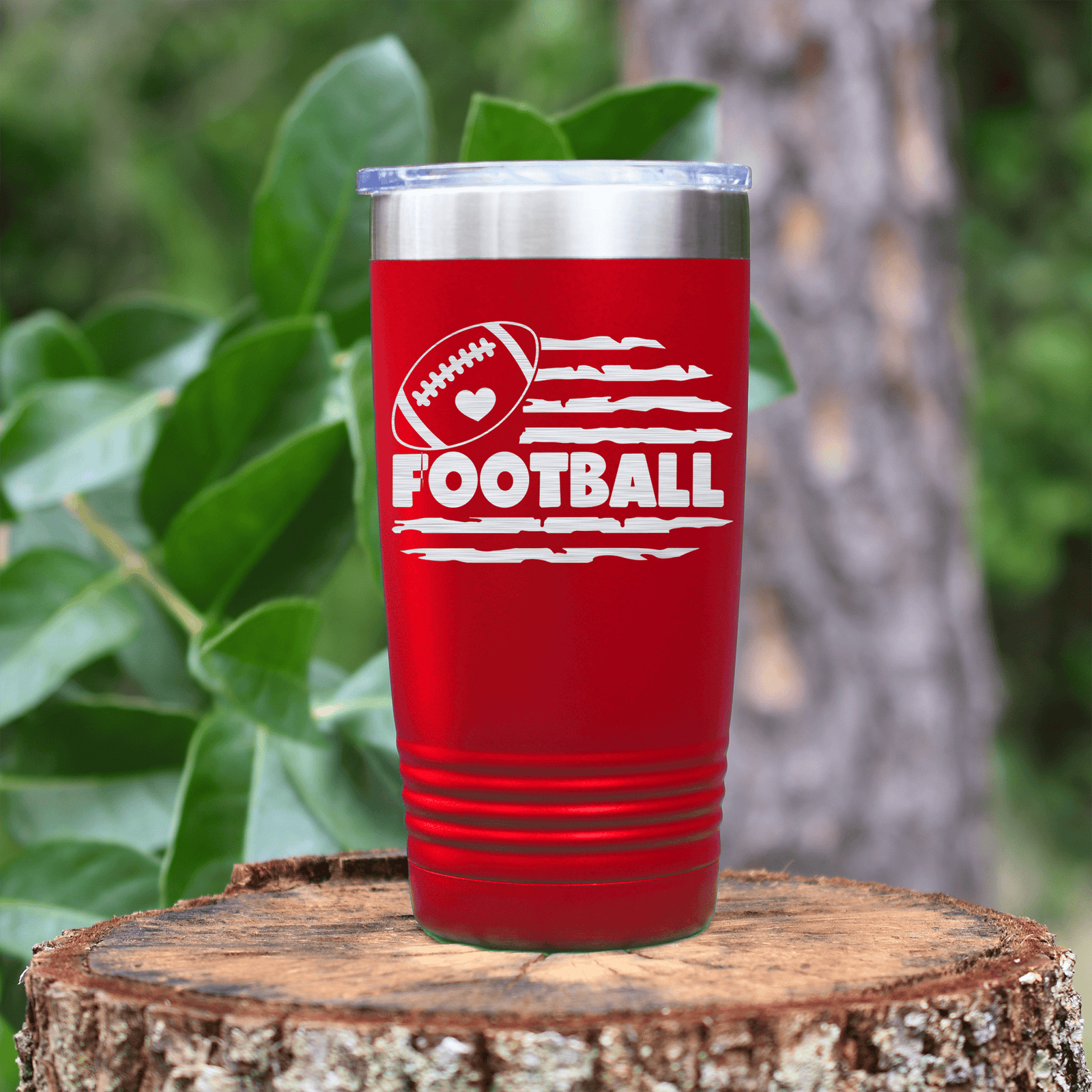 Red football tumbler Patriotic Pigskin pride