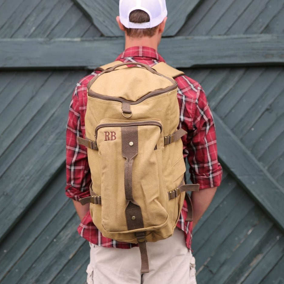 Custom embroidered canvas travel backpack for men