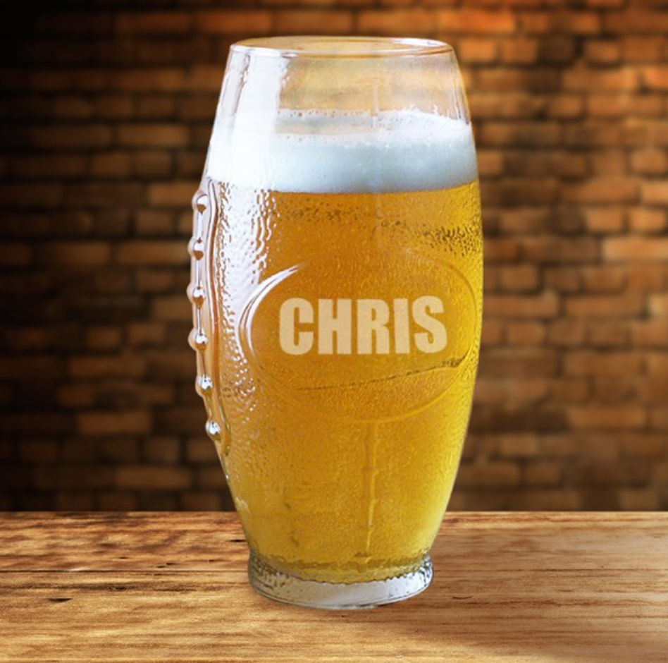 Personalized Football Beer Glass - Tailgate Must-Have