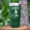 Green Hockey Tumbler With Puck Pulse Design
