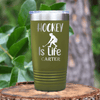 Military Green Hockey Tumbler With Puck Pulse Design