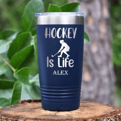 Navy Hockey Tumbler With Puck Pulse Design