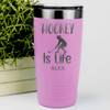 Pink Hockey Tumbler With Puck Pulse Design