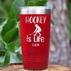 Red Hockey Tumbler With Puck Pulse Design
