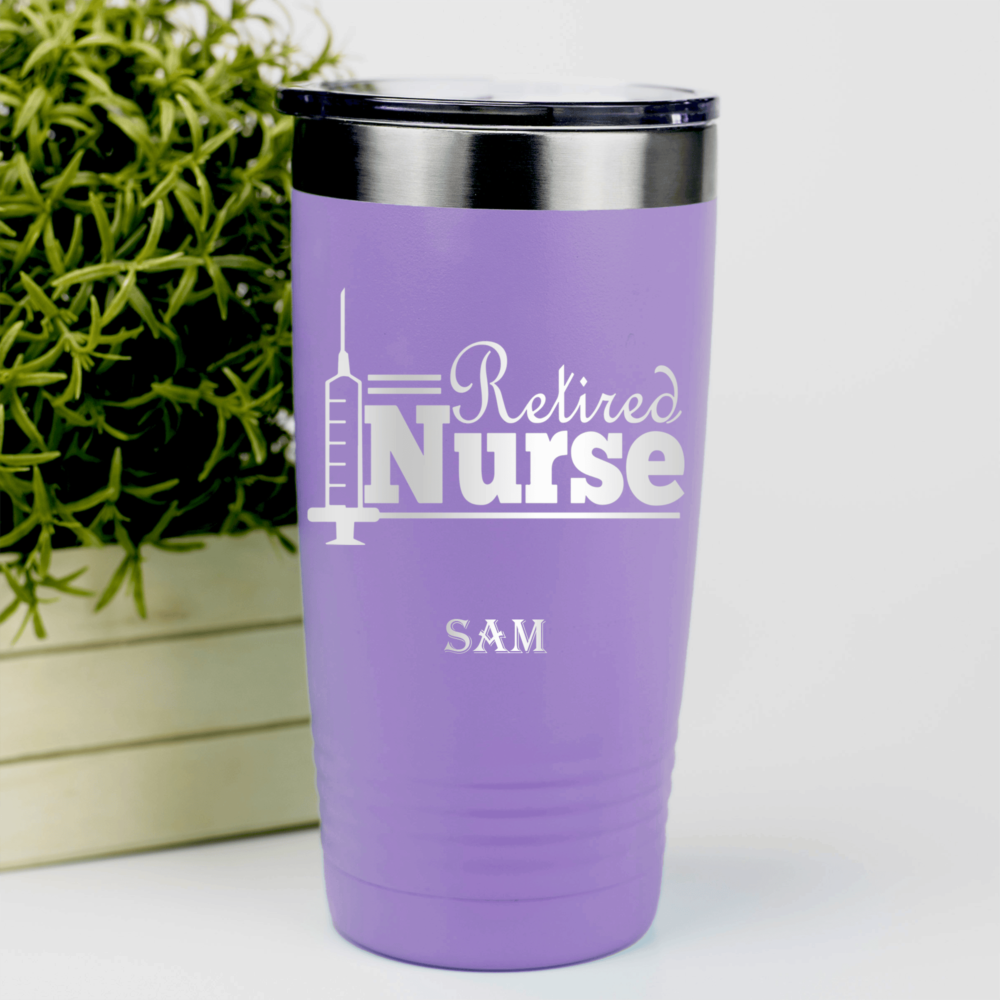 Light Purple Retirement Tumbler With Retired Nurse Design