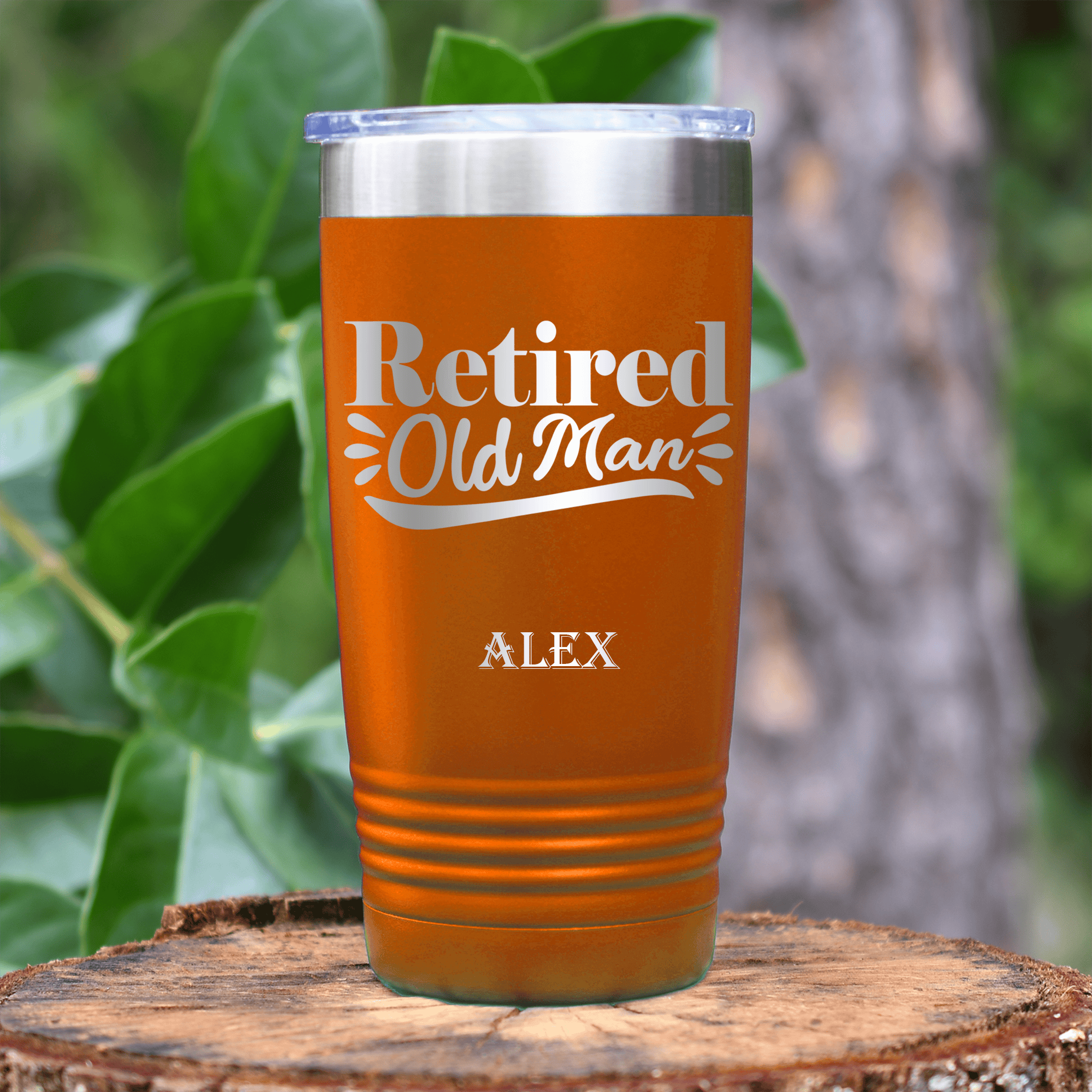 Orange Retirement Tumbler With Retired Old Man Design