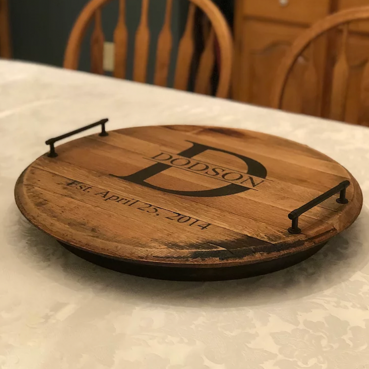 Custom lazy susan with handles