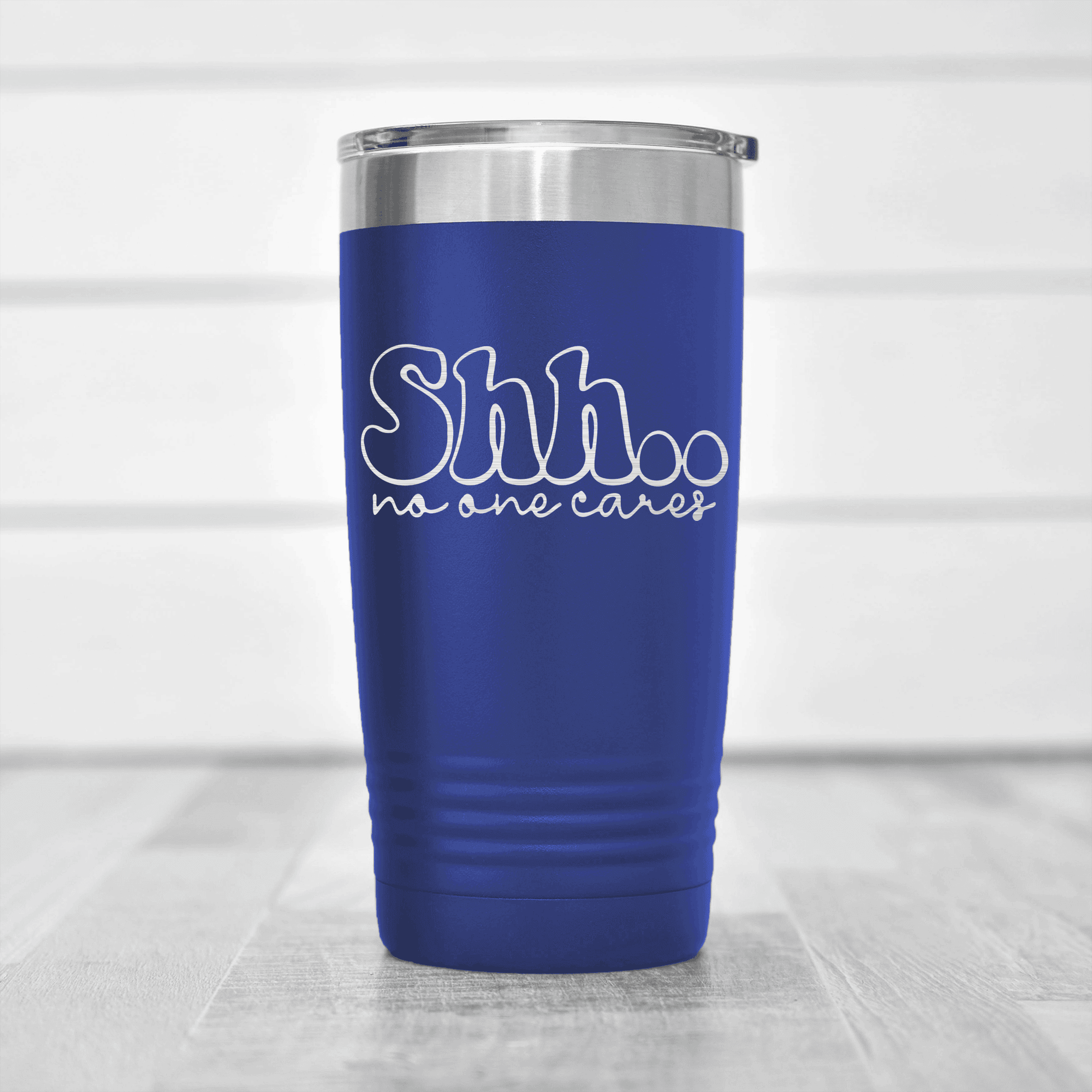 Blue funny tumbler Shh