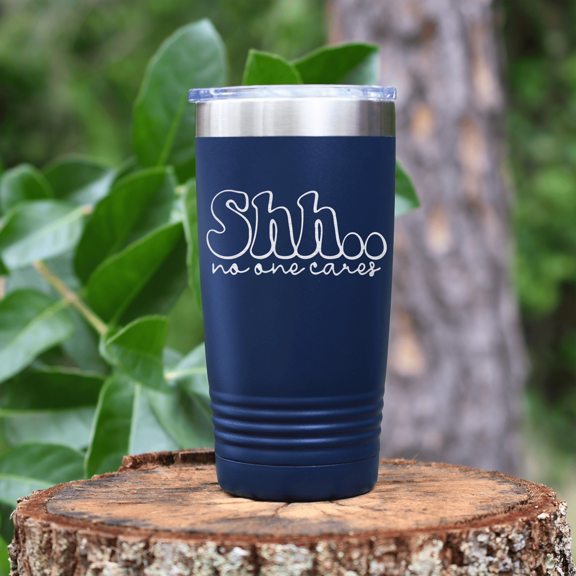 Navy funny tumbler Shh