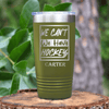 Military Green Hockey Tumbler With Skate First Celebrate Later Design