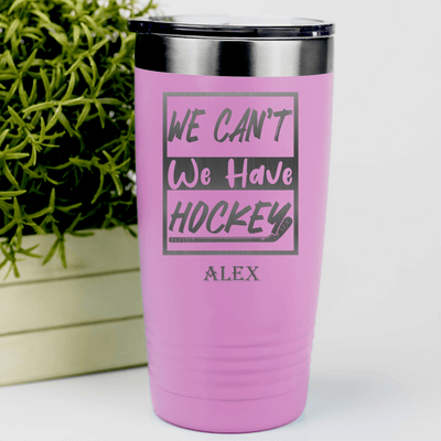 Pink Hockey Tumbler With Skate First Celebrate Later Design