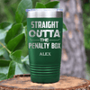 Green Hockey Tumbler With Straight Out The Penalty Box Design
