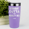 Light Purple Hockey Tumbler With Straight Out The Penalty Box Design