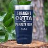 Navy Hockey Tumbler With Straight Out The Penalty Box Design
