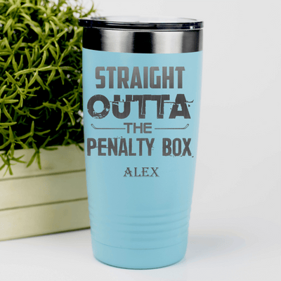 Teal Hockey Tumbler With Straight Out The Penalty Box Design