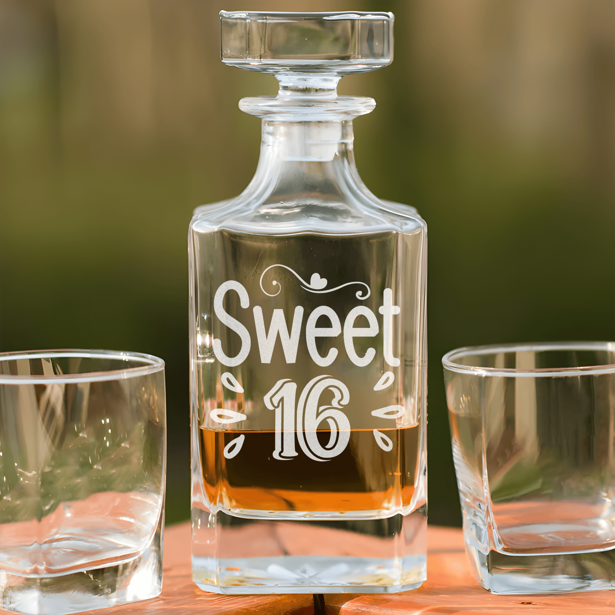 Birthday Whiskey Decanter With Sweet Sixteen Design