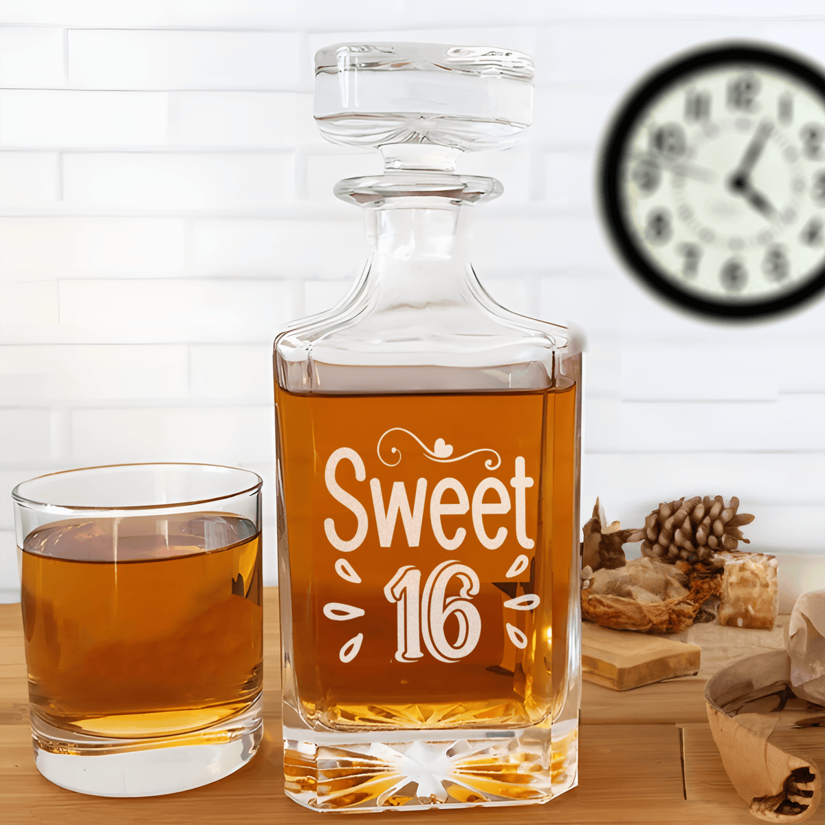 Birthday Whiskey Decanter With Sweet Sixteen Design