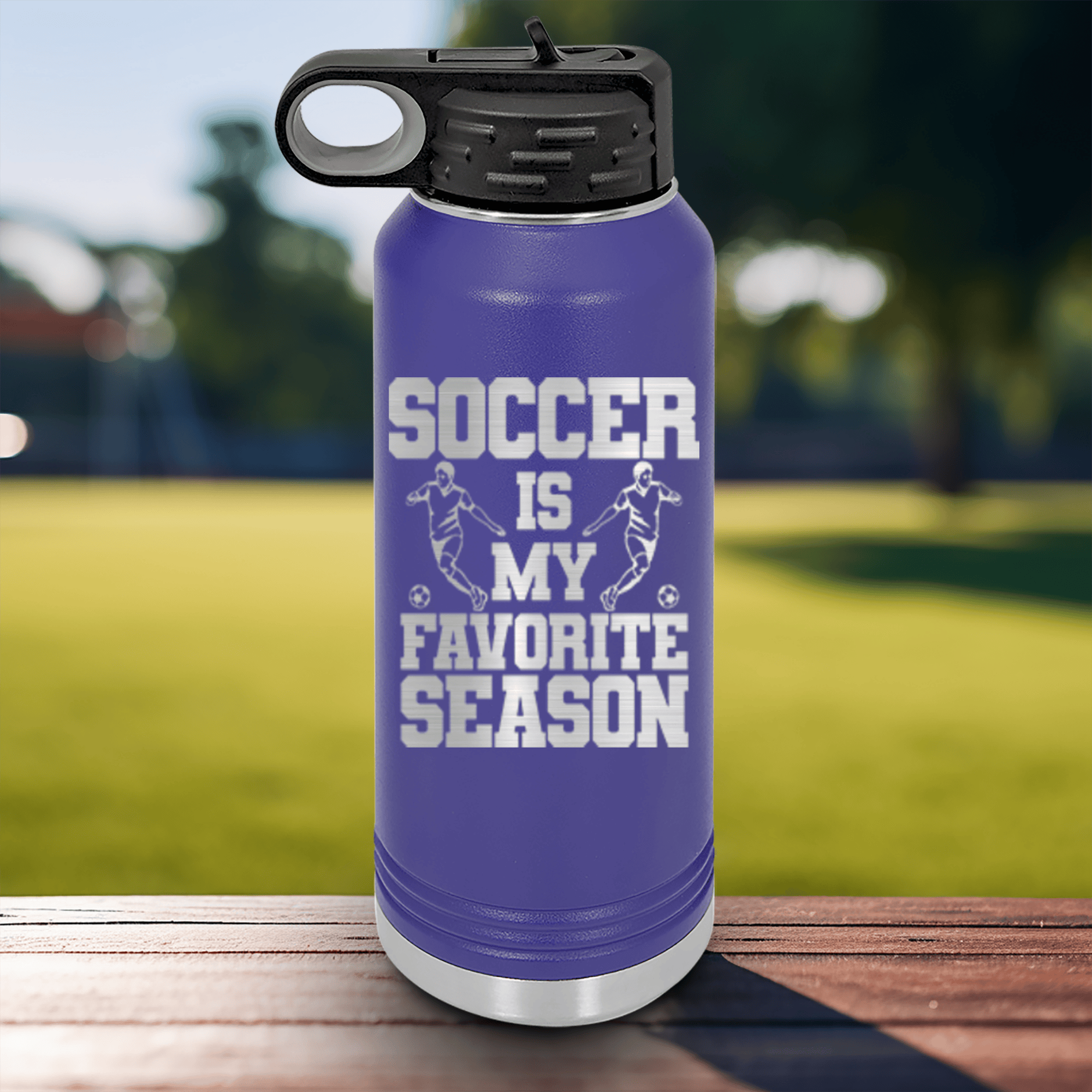 Water Bottle with Soccer Design