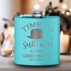 Teal Groomsman Flask With Timeless Friend Design
