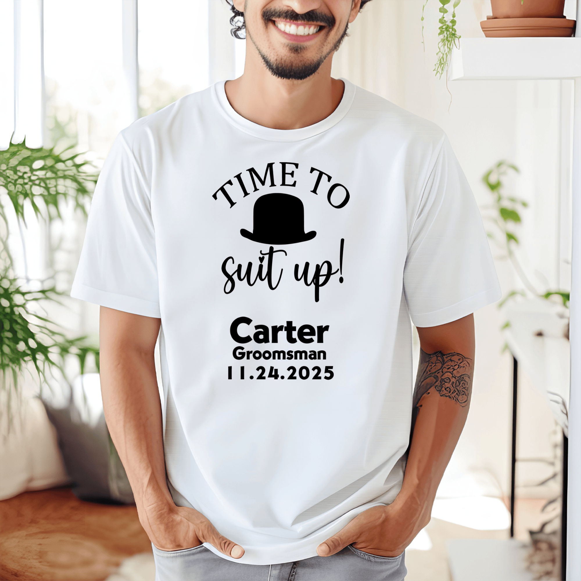 Mens White T Shirt with Timeless-Friend design