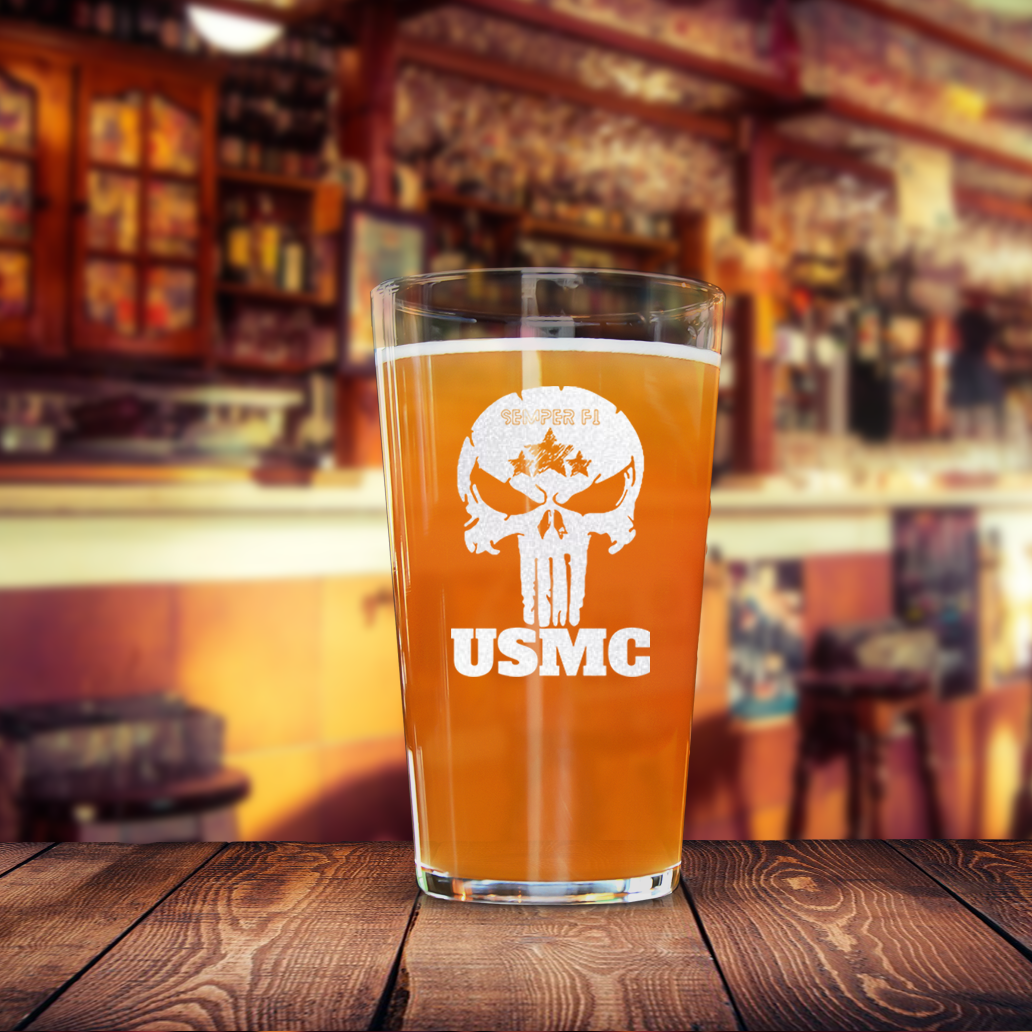 USMC Skull Pint Glass