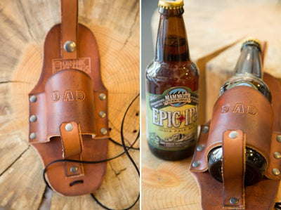 Leather Beer Holder and Bottle Opener Set Drink Insulator 
