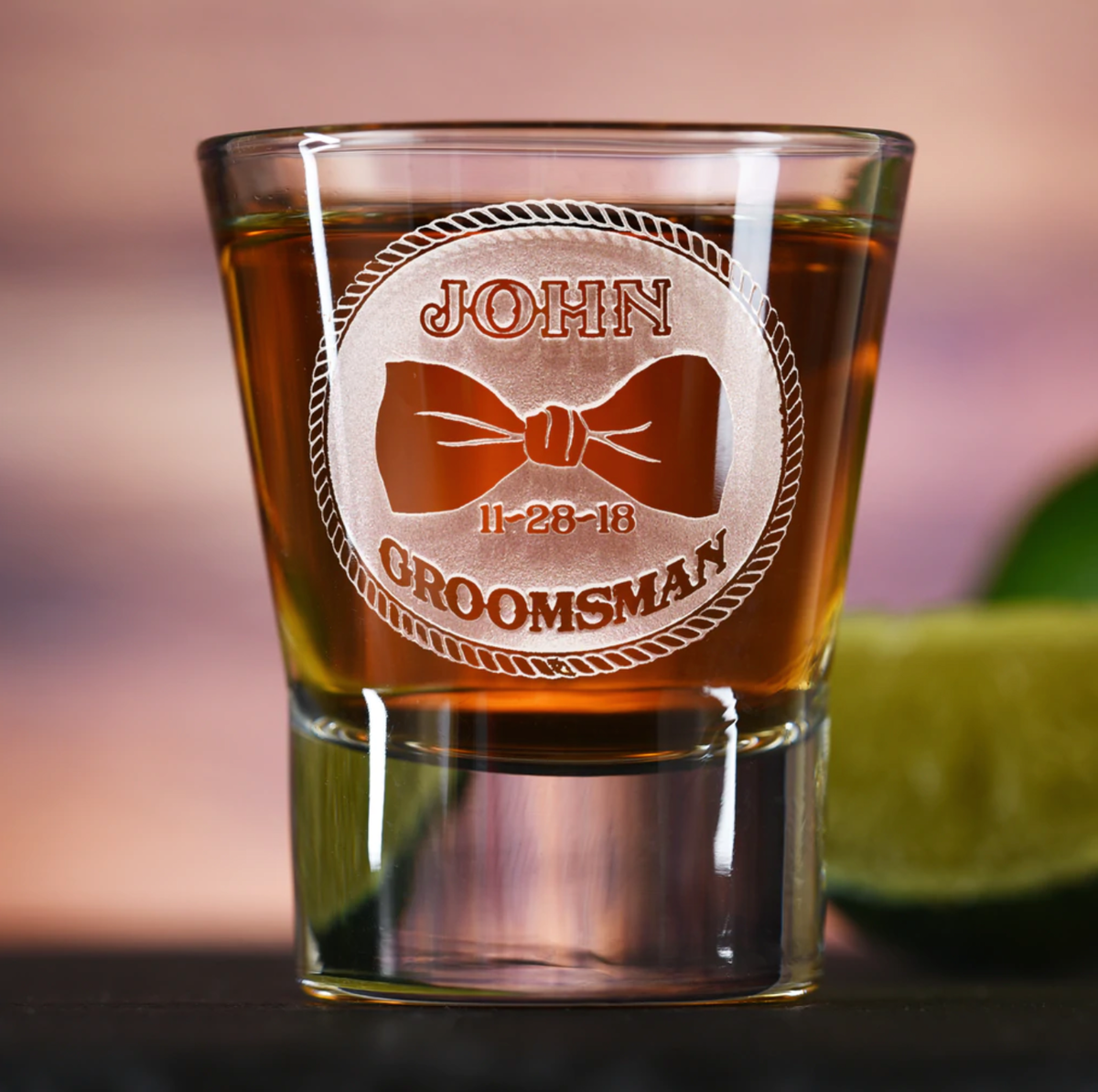 Bowtie Groomsman Shot Glass