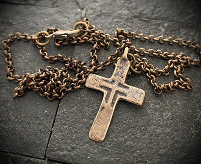 The Classic Edge Original Piece Brass Men's Necklace With Bronze Cross Made  From Ancient Medieval Original, 20 or 24 Inches, BR-004 - Etsy