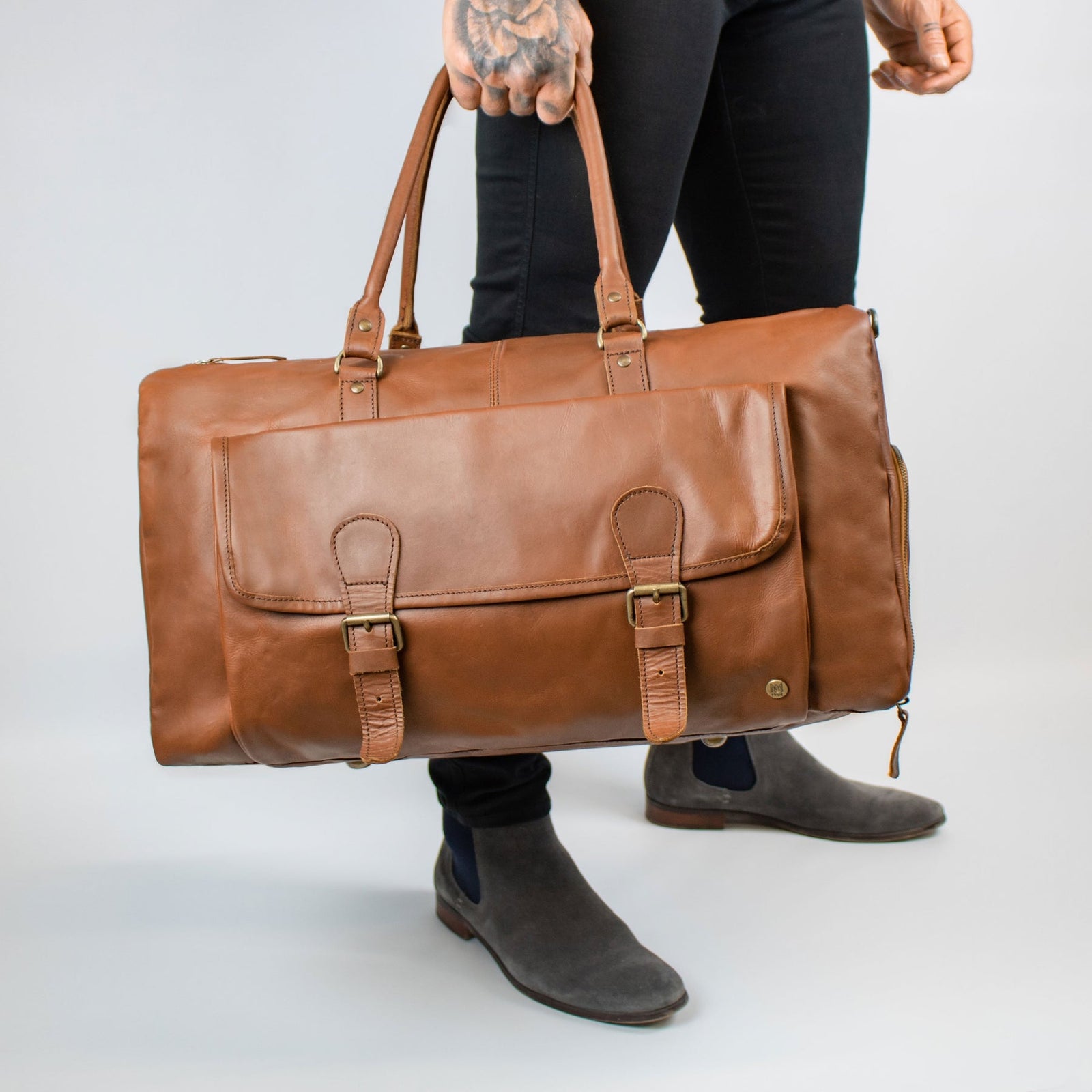 Handmade Leather Duffle Bag | Full Grain Leather | TSA Approved Cabin Sized  Duffel | Vintage Classic Style with Modern Outlook | Carry On Gifts for