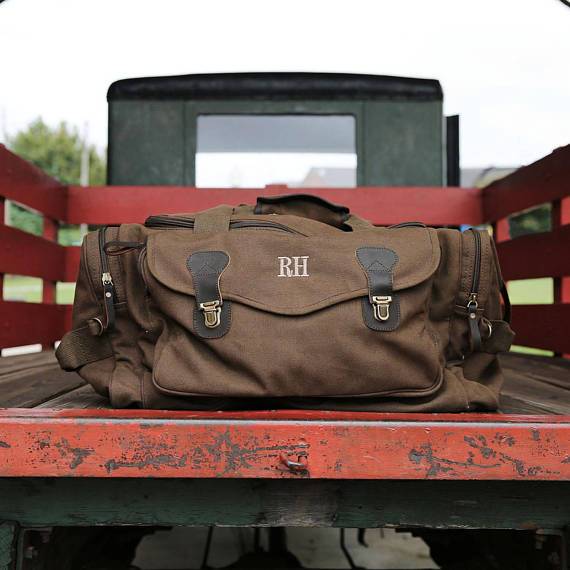 Personalized Canvas Duffel Bag for Men Custom Monogrammed with Initials