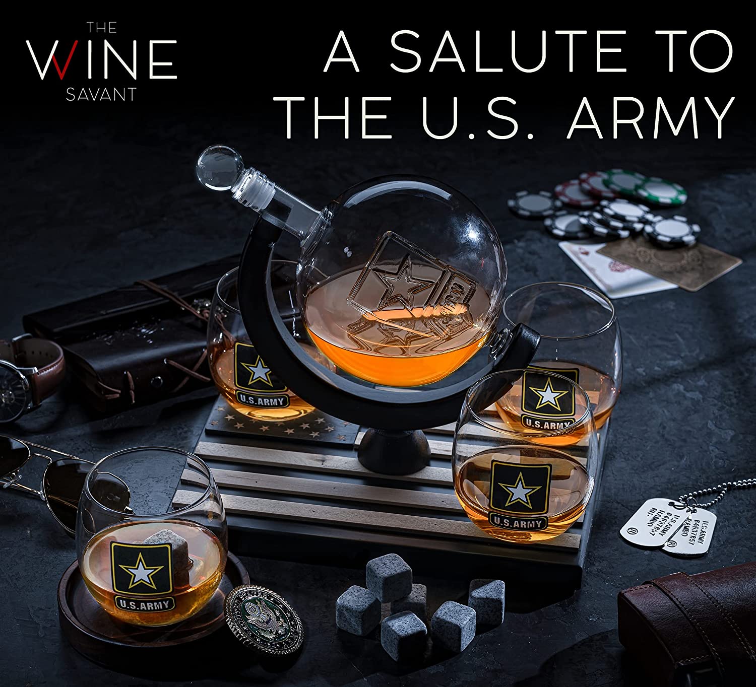 Army Globe Decanter Set