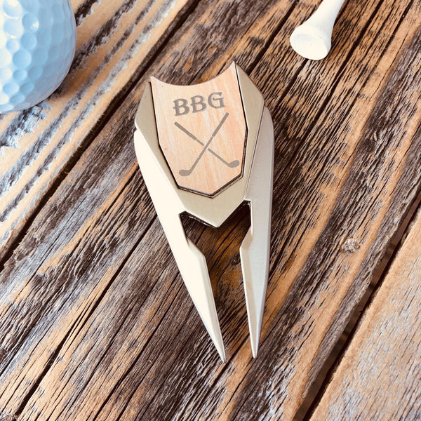 Custom Stainless Steel and Wood Golf Ball Marker