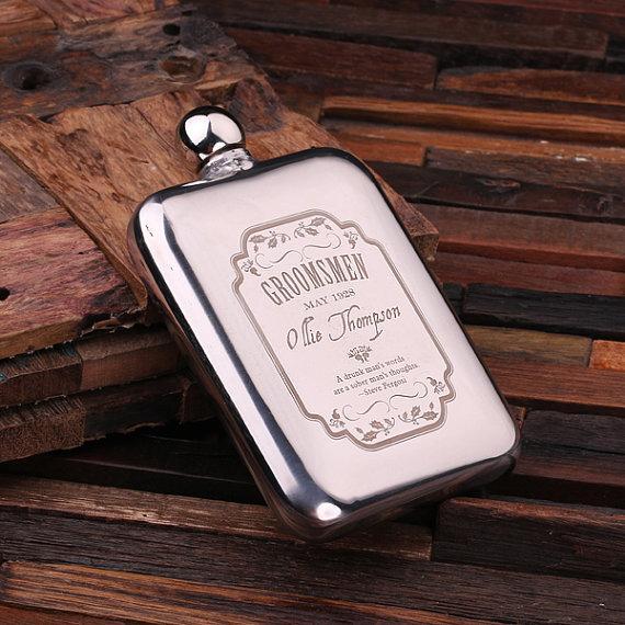 Engraved Stainless Steel Sleek Flask