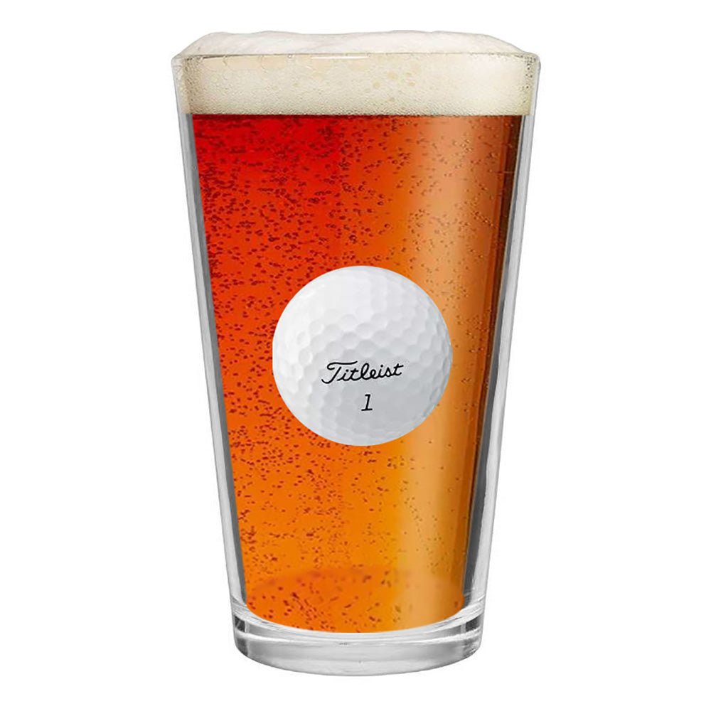 Golf Ball Pint Glass | 16 oz Golf Ball Beer Glass with Real Golf Ball