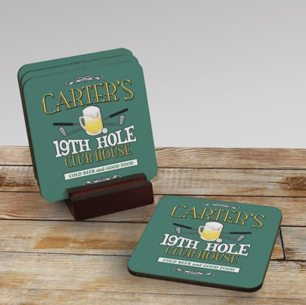 personalized golf coaster set