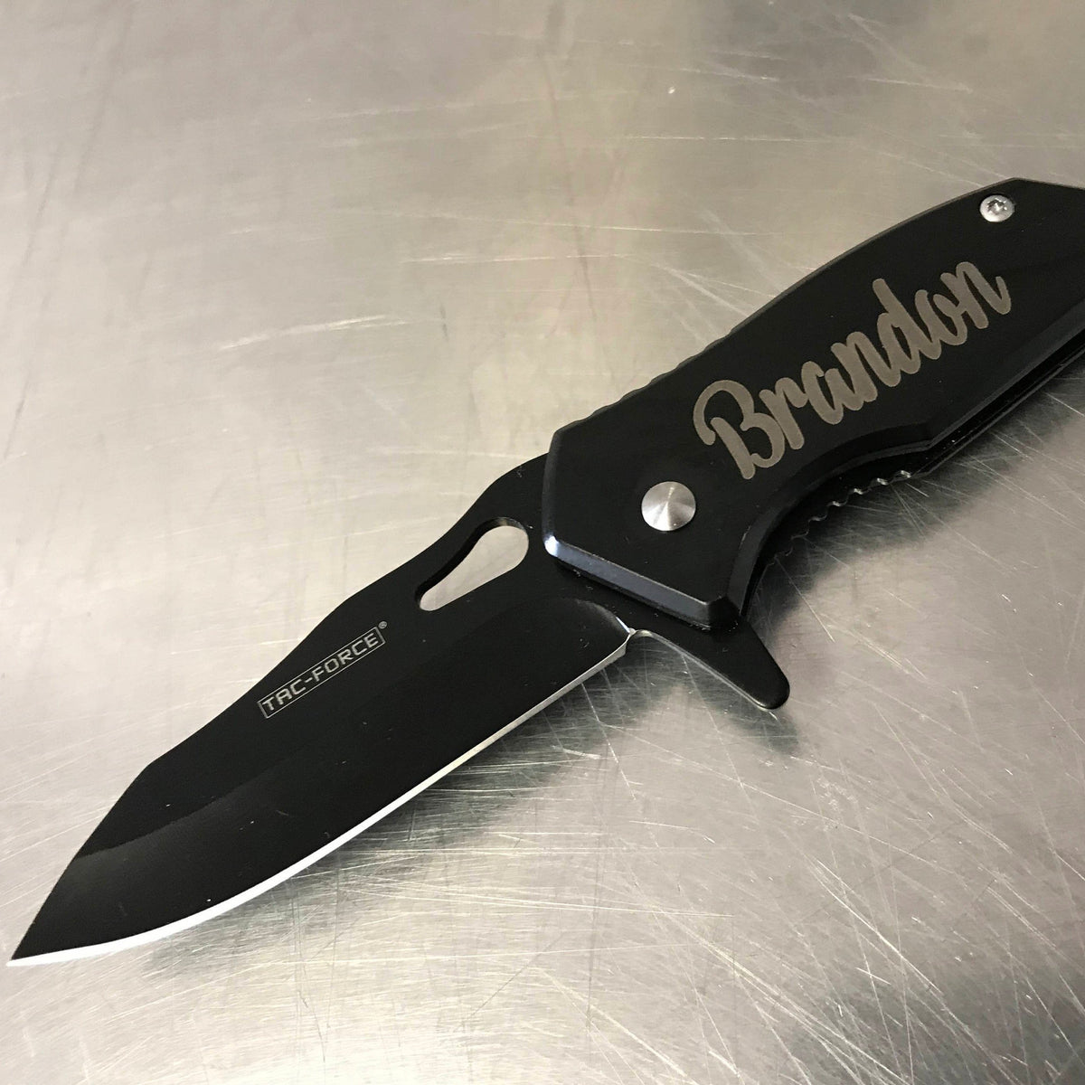 Personalized Black Spring Assisted Knife