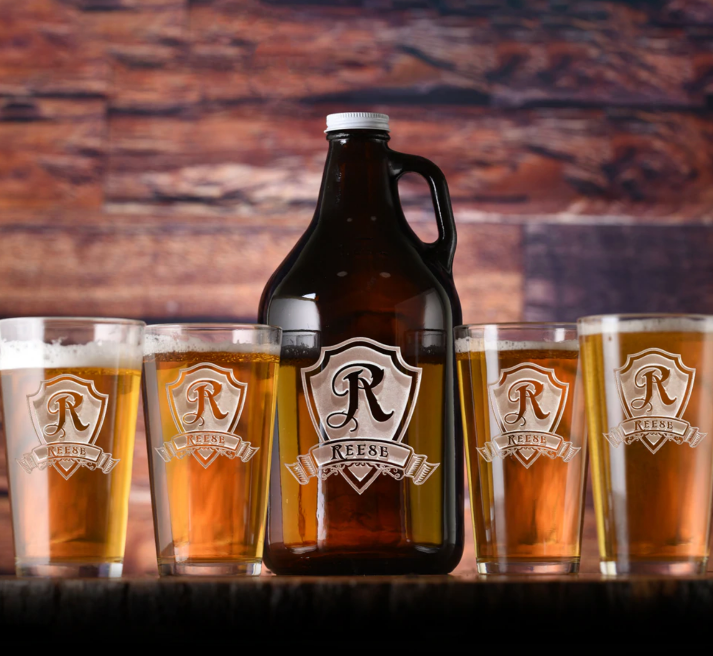 Personalized Laser-Etched Beer Mug or Glass w/ Skull and Bones Graphic