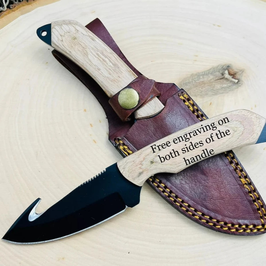 Engraved Gut Hook Knife