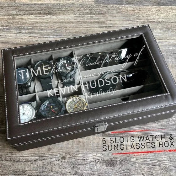 Engraved Watch Box Watch Storage Box Gifts for Him Husband 