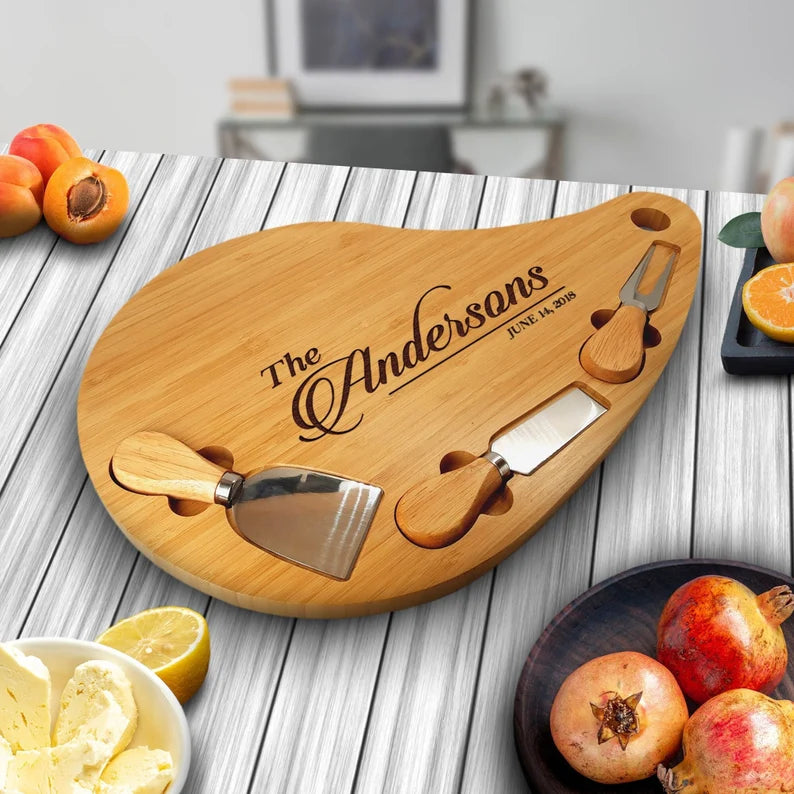 Engraved Charcuterie Board with Knives