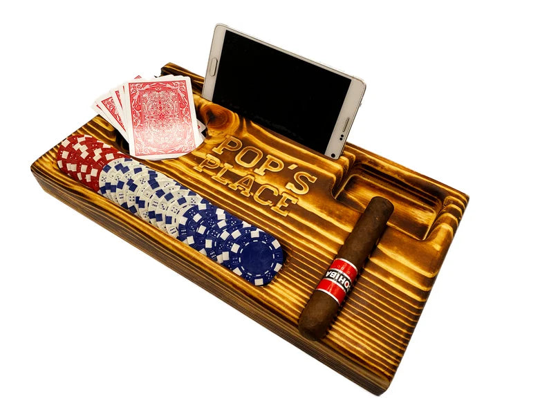 Personalized Wood Poker Ashtray