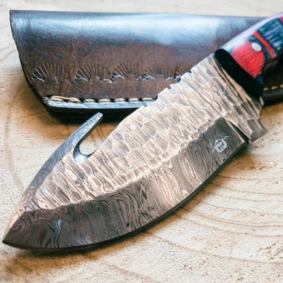 Gut Hook Damascus Knife