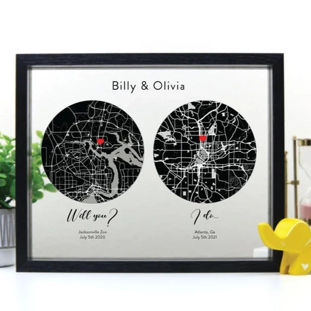 Framed Maps of our Love