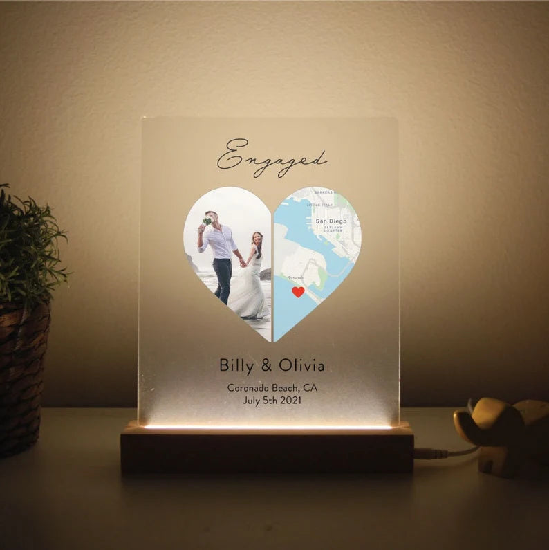 Personalized Light Up Engagement Plaque