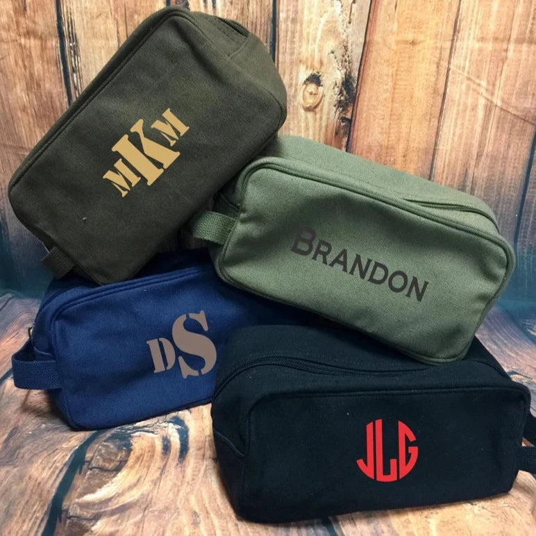 Personalized Canvas Toiletry Bag with Monogram - Groovy Guy Gifts