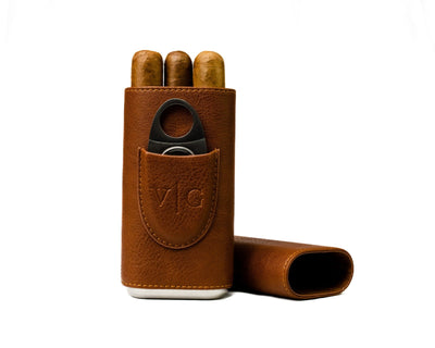 Genuine Leather Deluxe Rollup Tobacco Pouch - Tan