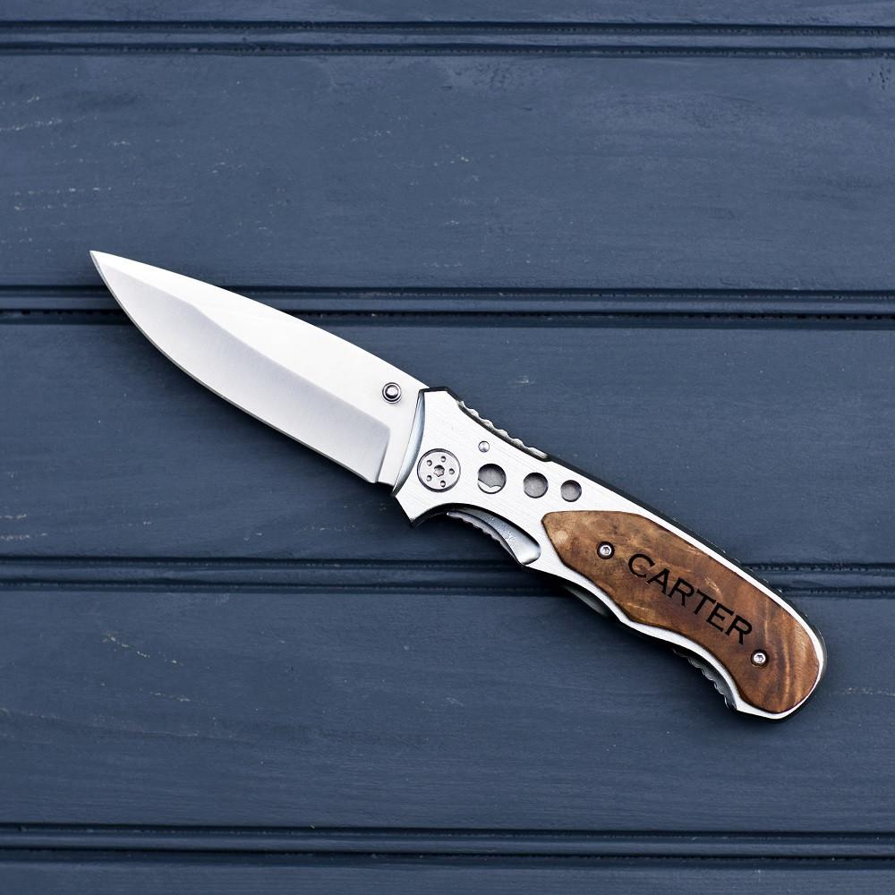 Personalized Engraved Damascus Pocket Knife for Him - Groovy Guy Gifts