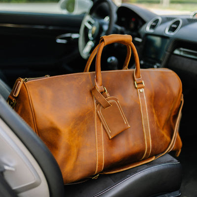 Premium Mens Leather Duffle Bag Vintage